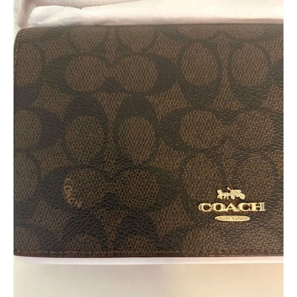 NWT Anna Foldover Clutch Crossbody Signature Canvas Leather Walnut Brown - Picture 6 of 11